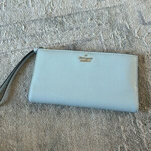 Kate Spade Saffiano wristlet/wallet light blue